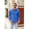 COOFANDY Men’s Button Down Waffle Shirt Jacket Casual Long Sleeve Shacket Lightweight Overshirts with Flap Pockets(Blue)