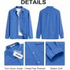 COOFANDY Men’s Button Down Waffle Shirt Jacket Casual Long Sleeve Shacket Lightweight Overshirts with Flap Pockets(Blue)