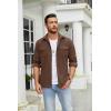 COOFANDY Men’s Button Down Waffle Shirt Jacket Casual Long Sleeve Shacket Lightweight Overshirts with Flap Pockets(Brown)
