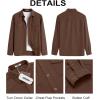 COOFANDY Men’s Button Down Waffle Shirt Jacket Casual Long Sleeve Shacket Lightweight Overshirts with Flap Pockets(Brown)