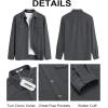 COOFANDY Men’s Button Down Waffle Shirt Jacket Casual Long Sleeve Shacket Lightweight Overshirts with Flap Pockets(Dark Gray)