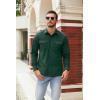 COOFANDY Men’s Button Down Waffle Shirt Jacket Casual Long Sleeve Shacket Lightweight Overshirts with Flap Pockets(Dark Green)