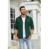 COOFANDY Men’s Button Down Waffle Shirt Jacket Casual Long Sleeve Shacket Lightweight Overshirts with Flap Pockets(Dark Green)