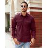 COOFANDY Men’s Button Down Waffle Shirt Jacket Casual Long Sleeve Shacket Lightweight Overshirts with Flap Pockets(Deep Red)