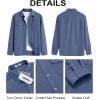 COOFANDY Men’s Button Down Waffle Shirt Jacket Casual Long Sleeve Shacket Lightweight Overshirts with Flap Pockets(Denim Blue)