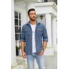 COOFANDY Men’s Button Down Waffle Shirt Jacket Casual Long Sleeve Shacket Lightweight Overshirts with Flap Pockets(Denim Blue)