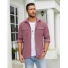 COOFANDY Men’s Button Down Waffle Shirt Jacket Casual Long Sleeve Shacket Lightweight Overshirts with Flap Pockets(Gray Purple)