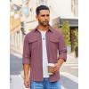 COOFANDY Men’s Button Down Waffle Shirt Jacket Casual Long Sleeve Shacket Lightweight Overshirts with Flap Pockets(Gray Purple)