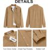COOFANDY Men’s Button Down Waffle Shirt Jacket Casual Long Sleeve Shacket Lightweight Overshirts with Flap Pockets(Khaki)