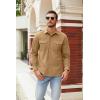 COOFANDY Men’s Button Down Waffle Shirt Jacket Casual Long Sleeve Shacket Lightweight Overshirts with Flap Pockets(Khaki)