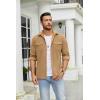 COOFANDY Men’s Button Down Waffle Shirt Jacket Casual Long Sleeve Shacket Lightweight Overshirts with Flap Pockets(Khaki)