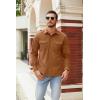 COOFANDY Men’s Button Down Waffle Shirt Jacket Casual Long Sleeve Shacket Lightweight Overshirts with Flap Pockets(Light Brown)