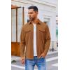 COOFANDY Men’s Button Down Waffle Shirt Jacket Casual Long Sleeve Shacket Lightweight Overshirts with Flap Pockets(Light Brown)