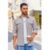 COOFANDY Men’s Button Down Waffle Shirt Jacket Casual Long Sleeve Shacket Lightweight Overshirts with Flap Pockets(Light Gray)