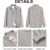 COOFANDY Men’s Button Down Waffle Shirt Jacket Casual Long Sleeve Shacket Lightweight Overshirts with Flap Pockets(Light Gray)
