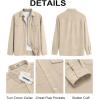 COOFANDY Men’s Button Down Waffle Shirt Jacket Casual Long Sleeve Shacket Lightweight Overshirts with Flap Pockets(Light Khaki)