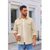 COOFANDY Men’s Button Down Waffle Shirt Jacket Casual Long Sleeve Shacket Lightweight Overshirts with Flap Pockets(Light Khaki)