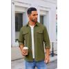 COOFANDY Men’s Button Down Waffle Shirt Jacket Casual Long Sleeve Shacket Lightweight Overshirts with Flap Pockets(Olive Green)