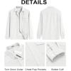COOFANDY Men’s Button Down Waffle Shirt Jacket Casual Long Sleeve Shacket Lightweight Overshirts with Flap Pockets(White)