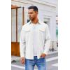 COOFANDY Men’s Button Down Waffle Shirt Jacket Casual Long Sleeve Shacket Lightweight Overshirts with Flap Pockets(White)