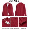 COOFANDY Men’s Button Down Waffle Shirt Jacket Casual Long Sleeve Shacket Lightweight Overshirts with Flap Pockets(Wine Red)