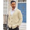 COOFANDY Men’s Cardigan Sweater Long Sleeve Casual V Neck Button Down Knitted Sweater with Pockets(Cream)