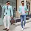COOFANDY Men’s Casual Blazer Lightweight Sport Coats Two Buttons Slim Fit Suit Jacket for Business Wedding Dress(Light Blue)