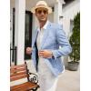 COOFANDY Mens Casual Blazer Slim Fit Sport Coat Lightweight Two Button Suit Jackets(Plaid Blazer- Sky Blue)