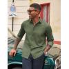 COOFANDY Men’s Casual Button Down Shirt Long Sleeve Untucked Shirt Wrinkle Free Denim Dress Shirt(Army Green)
