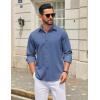 COOFANDY Men’s Casual Button Down Shirt Long Sleeve Untucked Shirt Wrinkle Free Denim Dress Shirt(Blue)
