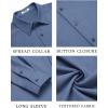 COOFANDY Men’s Casual Button Down Shirt Long Sleeve Untucked Shirt Wrinkle Free Denim Dress Shirt(Blue)