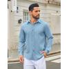 COOFANDY Men’s Casual Button Down Shirt Long Sleeve Untucked Shirt Wrinkle Free Denim Dress Shirt(Clear Blue)