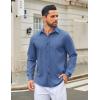 COOFANDY Men’s Casual Button Down Shirt Long Sleeve Untucked Shirt Wrinkle Free Denim Dress Shirt(Denim Blue)