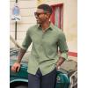 COOFANDY Men’s Casual Button Down Shirt Long Sleeve Untucked Shirt Wrinkle Free Denim Dress Shirt(Light Green)
