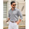 COOFANDY Men’s Casual Button Down Shirt Long Sleeve Untucked Shirt Wrinkle Free Denim Dress Shirt(Light Grey)