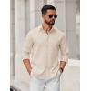COOFANDY Mens Casual Button Down Shirts Long Sleeve Regualar Fit Dress Shirt Oxford Shirts for Men(Beige)