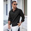 COOFANDY Men’s Casual Button Down Shirts Long Sleeve Untucked Shirts Regular Fit Linen Shirt(Black)