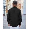 COOFANDY Men’s Casual Button Down Shirts Long Sleeve Untucked Shirts Regular Fit Linen Shirt(Black)