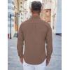 COOFANDY Men’s Casual Button Down Shirts Long Sleeve Untucked Shirts Regular Fit Linen Shirt(Brown)