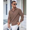 COOFANDY Men’s Casual Button Down Shirts Long Sleeve Untucked Shirts Regular Fit Linen Shirt(Brown)