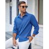 COOFANDY Men’s Casual Button Down Shirts Long Sleeve Untucked Shirts Regular Fit Linen Shirt(Dark Blue)