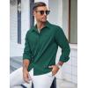 COOFANDY Men’s Casual Button Down Shirts Long Sleeve Untucked Shirts Regular Fit Linen Shirt(Dark Green)