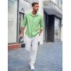 COOFANDY Men’s Casual Button Down Shirts Long Sleeve Untucked Shirts Regular Fit Linen Shirt(Green)