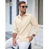 COOFANDY Men’s Casual Button Down Shirts Long Sleeve Untucked Shirts Regular Fit Linen Shirt(Khaki)