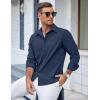 COOFANDY Men’s Casual Button Down Shirts Long Sleeve Untucked Shirts Regular Fit Linen Shirt(Navy Blue)