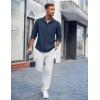 COOFANDY Men’s Casual Button Down Shirts Long Sleeve Untucked Shirts Regular Fit Linen Shirt(Navy Blue)