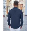 COOFANDY Men’s Casual Button Down Shirts Long Sleeve Untucked Shirts Regular Fit Linen Shirt(Navy Blue)