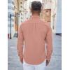 COOFANDY Men’s Casual Button Down Shirts Long Sleeve Untucked Shirts Regular Fit Linen Shirt(Pink)