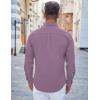 COOFANDY Men’s Casual Button Down Shirts Long Sleeve Untucked Shirts Regular Fit Linen Shirt(Purple)