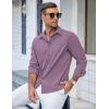 COOFANDY Men’s Casual Button Down Shirts Long Sleeve Untucked Shirts Regular Fit Linen Shirt(Purple)